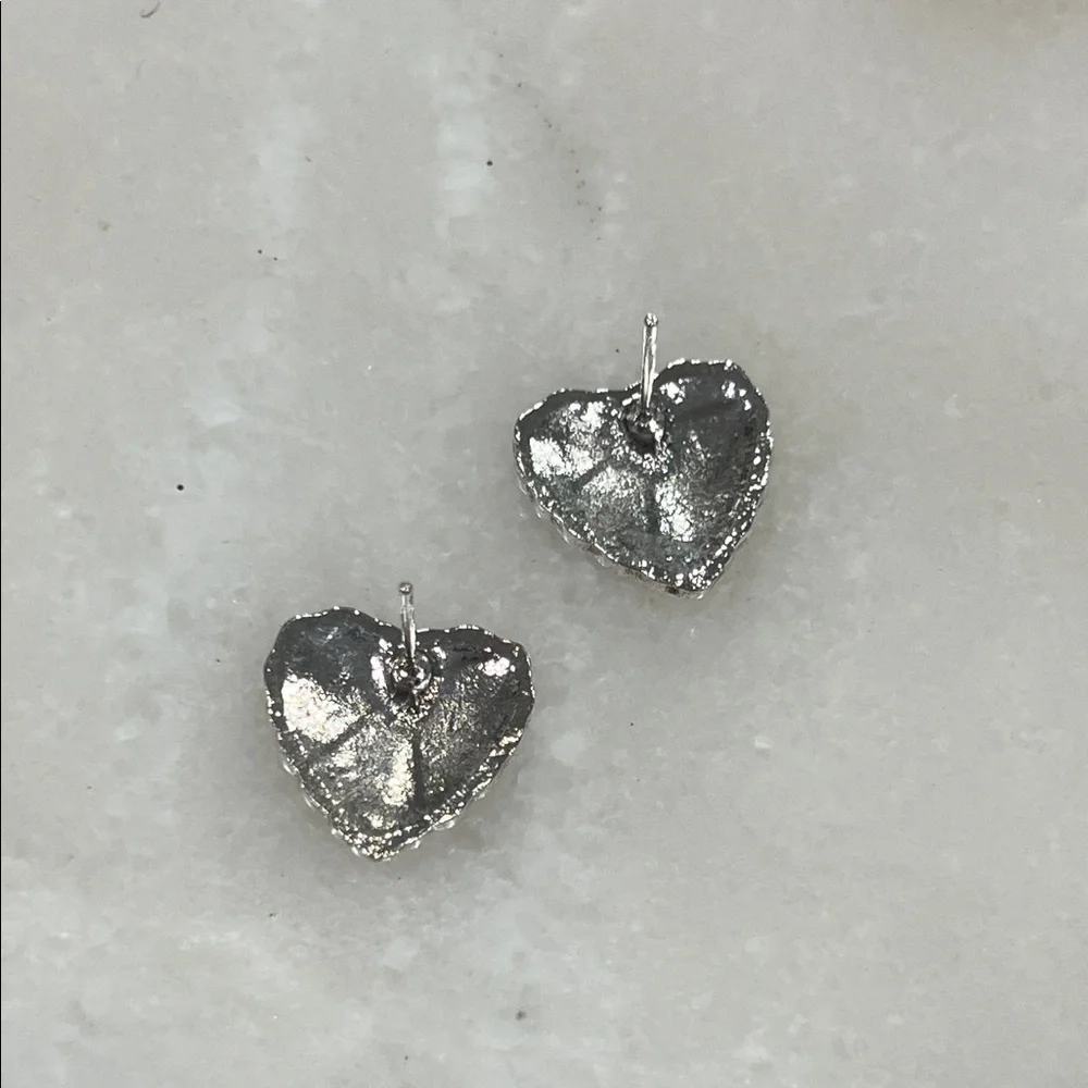 Elegant Silver Heart Post Back Earrings
